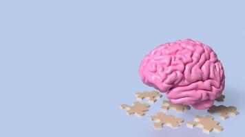 The brain and jigsaw for sci or education concept 3d rendering. photo
