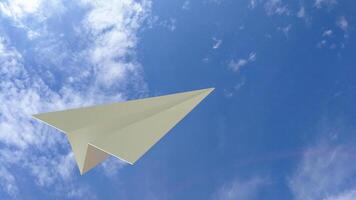 The white paper plane on sky background for Business or travel concept 3d rendering. photo