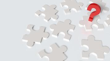 The red question mark and white jigsaw for Business concept 3d rendering. photo