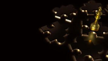 The gold king and jigsaw for Business 3d rendering. photo