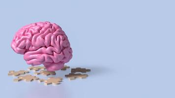 The brain and jigsaw for sci or education concept 3d rendering. photo