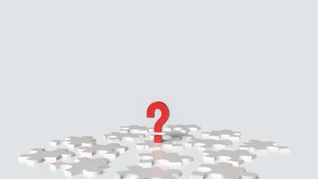 The red question mark and white jigsaw for Business concept 3d rendering. photo
