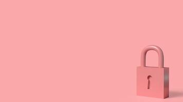The Lock key on pink color background for security concept 3d rendering, photo