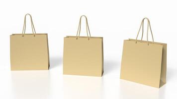 The Three shopping bag on white Background 3d rendering. photo