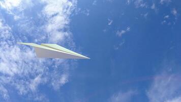 The white paper plane on sky background for Business or travel concept 3d rendering. photo
