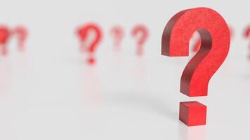 The red question mark on white background 3d rendering. photo