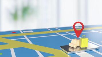 The Car and check point on mobile phone for travel or applications concept 3d rendering. photo