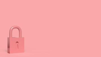 The Lock key on pink color background for security concept 3d rendering, photo