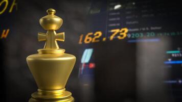 The gold king chess on cube stone for Business or abstract concept 3d rendering. photo