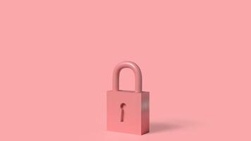 The Lock key on pink color background for security concept 3d rendering, photo