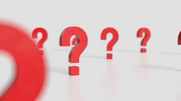 The red question mark on white background 3d rendering. photo