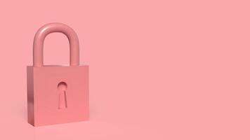 The Lock key on pink color background for security concept 3d rendering, photo