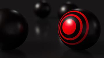 The red target on black ball for business concept 3d rendering. photo