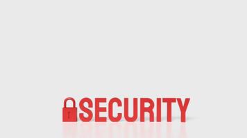 The lock and red security text on white background 3d rendering. photo