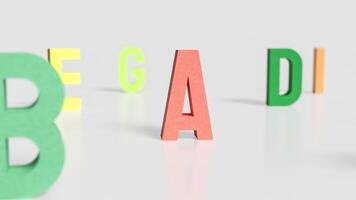 The alphabet multi color on white background for education or kid concept 3d rendering. photo