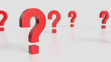 The red question mark on white background 3d rendering. photo