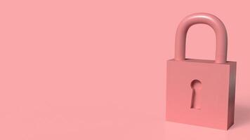 The Lock key on pink color background for security concept 3d rendering, photo
