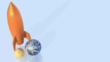 The rocket and earth for world science day concept 3d rendering. photo