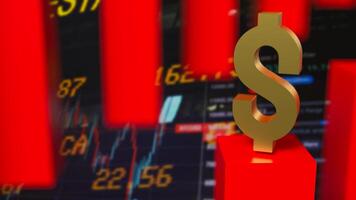 The red dollar symbol on Business background 3d rendering. photo