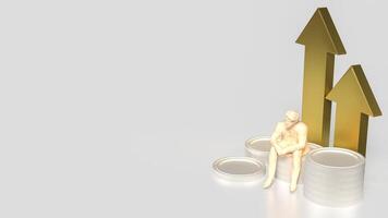 The man siting on coins for business concept 3d rendering. photo