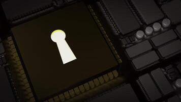The Lock on pcb Board for technology security concept 3d rendering. photo