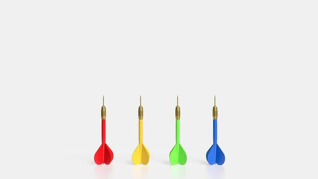 The multi color dart on white background 3d rendering. photo