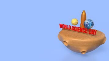 The rocket and earth for world science day concept 3d rendering. photo