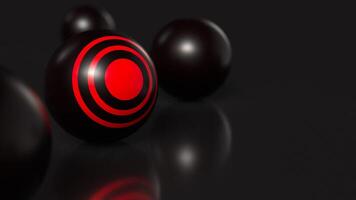 The red target on black ball for business concept 3d rendering. photo