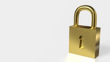 Golden lock for security or Business concept 3d rendering. photo