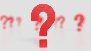 The red question mark on white background 3d rendering. photo