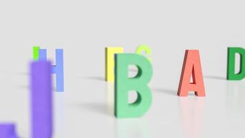 The alphabet multi color on white background for education or kid concept 3d rendering. photo