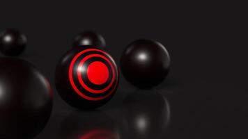 The red target on black ball for business concept 3d rendering. photo