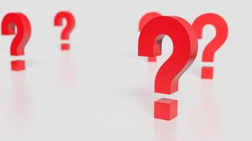 The red question mark on white background 3d rendering. photo