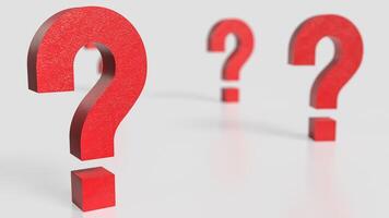 The red question mark on white background 3d rendering. photo