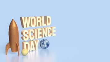 The rocket and earth for world science day concept 3d rendering. photo