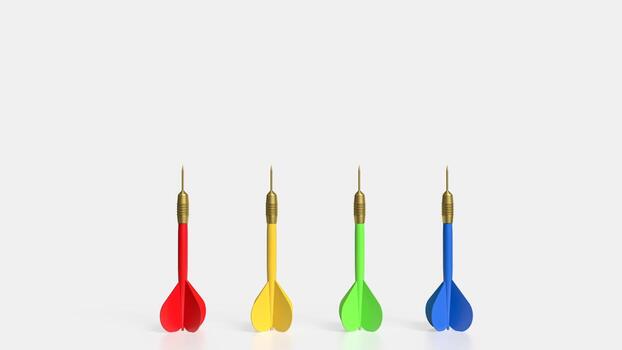 The multi color dart on white background 3d rendering. photo