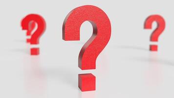 The red question mark on white background 3d rendering. photo