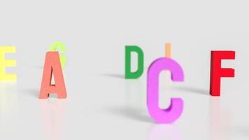 The alphabet multi color on white background for education or kid concept 3d rendering. photo