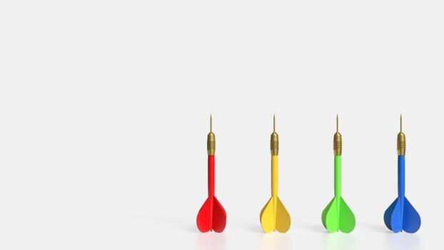 The multi color dart on white background 3d rendering. photo