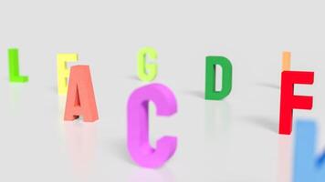The alphabet multi color on white background for education or kid concept 3d rendering. photo