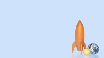 The rocket and earth for world science day concept 3d rendering. photo