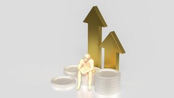 The man siting on coins for business concept 3d rendering. photo