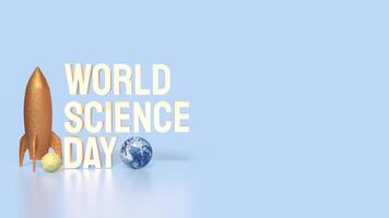 The rocket and earth for world science day concept 3d rendering. photo