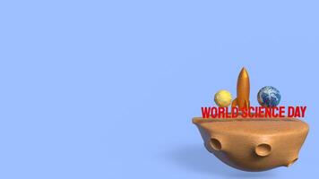 The rocket and earth for world science day concept 3d rendering. photo
