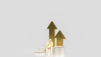 The man siting on coins for business concept 3d rendering. photo