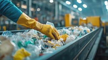 Worker Sorting a Garbage photo