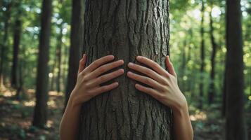 Hands Hugging a Tree photo