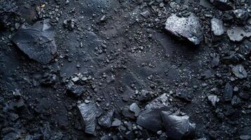 Close-up view of black charcoal texture background. photo