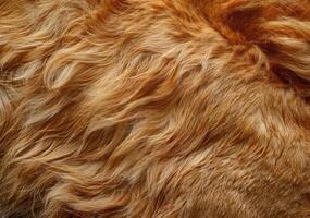 Closeup of soft, reddish-brown fur with a wavy texture. photo