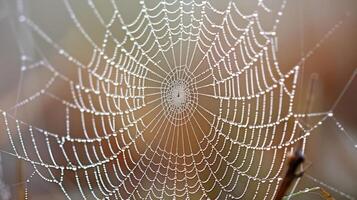 A spider web with dew drops. photo